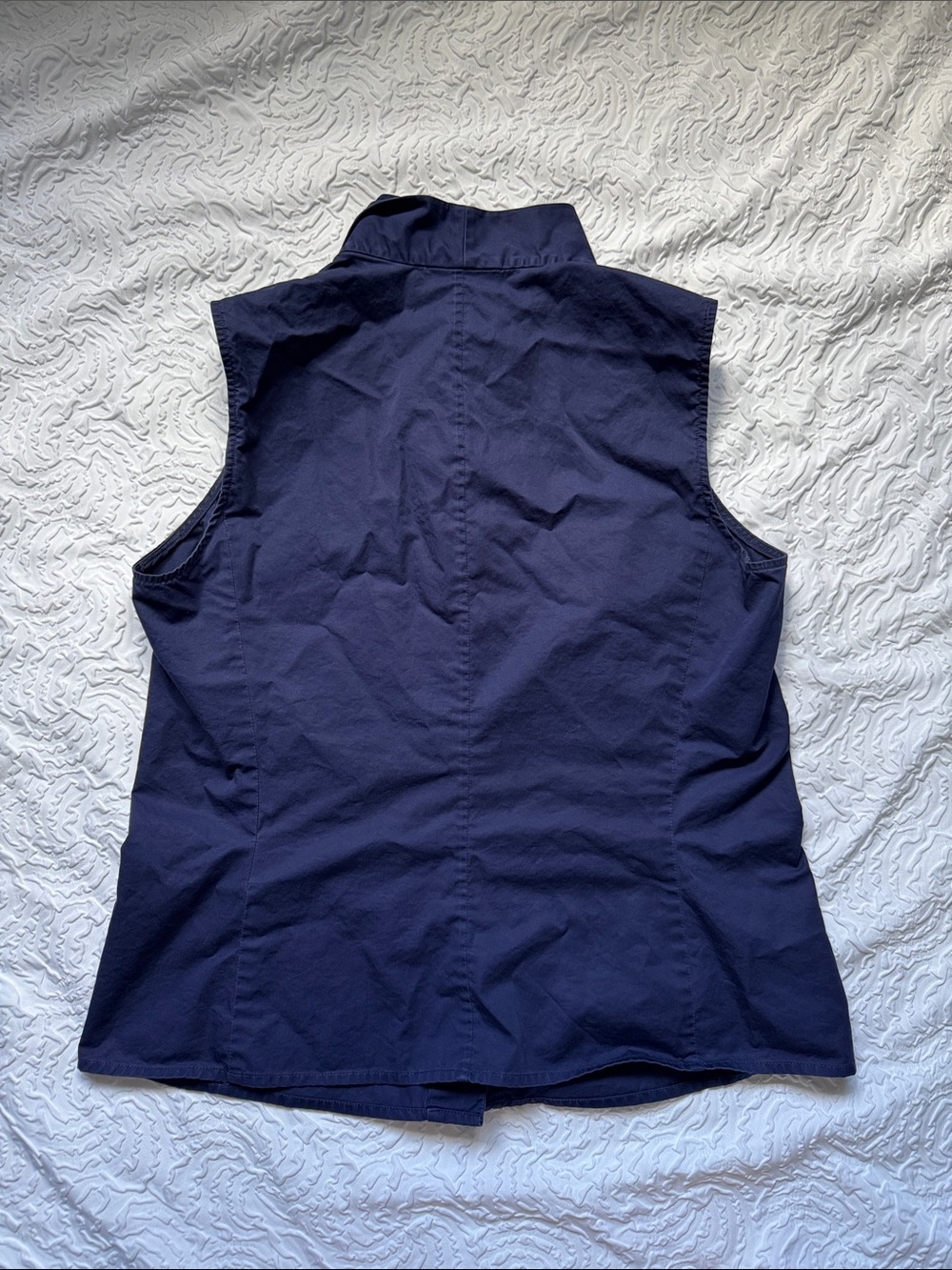 Talbots Navy Sleeveless Button-Front Shirt - Picture 9 of 9
